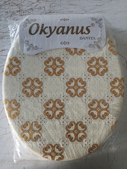 Okyanuz Altın Dantel Desenli Yumuşak Klozet Kapağı ürün görseli