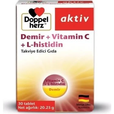 Doppel Herz Aktiv Demir + Vitamin C + L-Histidin 30 Tablet - 1