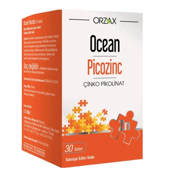 Orzax Ocean Picozinc Takviye Edici Gıda 30 Tablet ürün görseli
