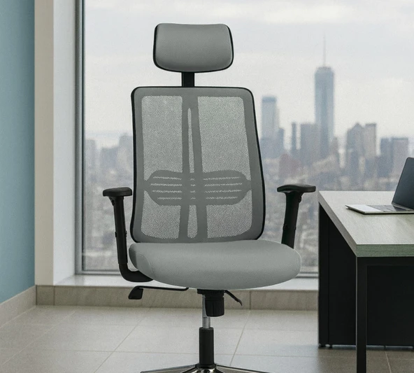 7 Arji Anji Deri Başlıklı Çalışma Sandalyesi