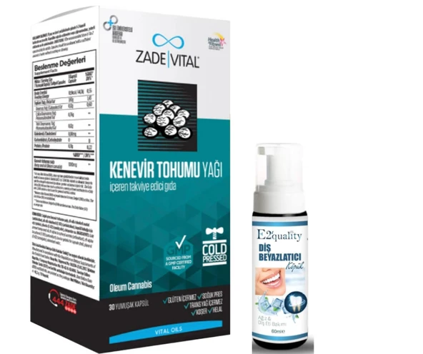 Zade Vital Kenevir Tohumu Yağı 30 Yumuşak Kapsül- Diş Beyazlatıcı Köpük Hediye ürün görseli 1