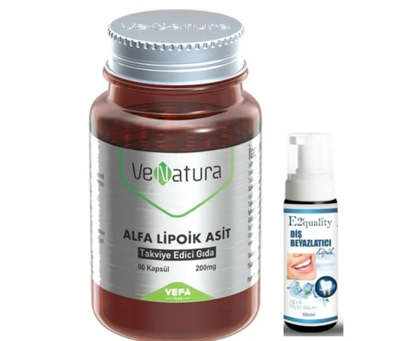VeNatura Alfa Lipoik Asit Takviye Edici Gıda 90 Kapsül - Diş Beyazlatıcı Köpük Hediye ürün görseli 1