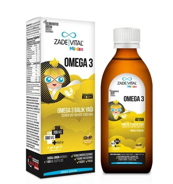 Zade Vital Miniza Omega 3 - Balık Yağı İçeren Sıvı Takviye Edici Gıda 150 ml ürün görseli 1