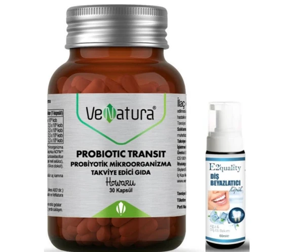 VeNatura Probiotic Transit Probiyotik Mikroorganizma 30 Kapsül - Diş Beyazlatıcı Köpük Hediye ürün görseli 1