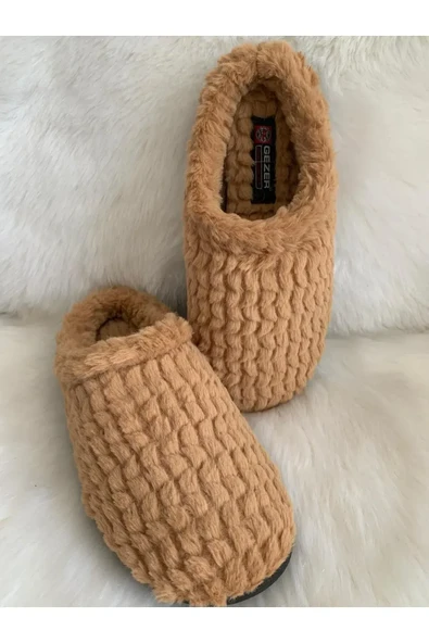 Monalisa Home Lüks Gösterişli Kışlık  Açık Kahve Renk 40 Numara Terlik ürün görseli 1