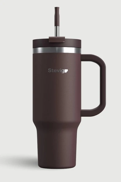 Stevig ST-238 2 Moods Tuck-In Tumbler Sızdırmaz Çelik Termos 900ML Chocolate Plum - 4