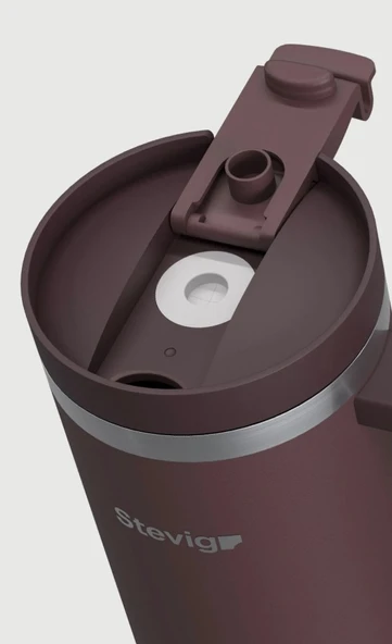 Stevig ST-238 2 Moods Tuck-In Tumbler Sızdırmaz Çelik Termos 900ML Chocolate Plum - 2