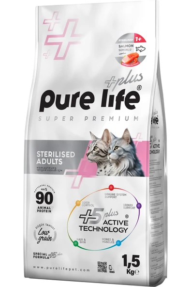 PureLife Plus Somonlu Kısırlaştırılmış Yetişkin Kedi Maması 1.5 Kg