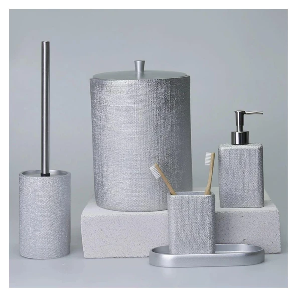 Selim Dekor Linen Banyo Setı Gümüş ürün görseli