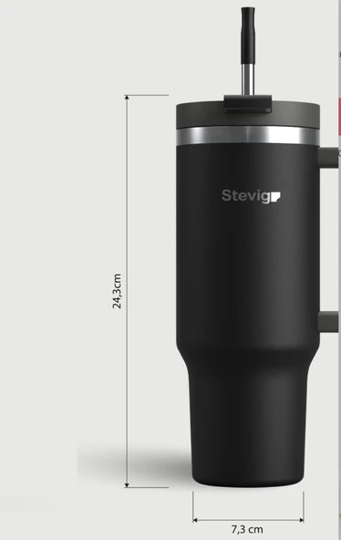 Stevig ST-236 2 Moods Tuck-In Tumbler Sızdırmaz Çelik Termos 900ML Black - 3