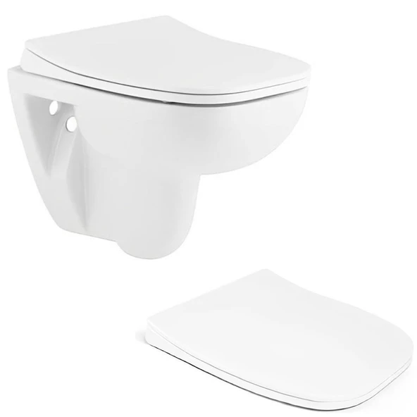 Seramiksan Petite Kanalsız Rim-Out Asma Klozet + Yavaş Kapanır Kapak + Creavit Gömme Rezervuar - Resim 2