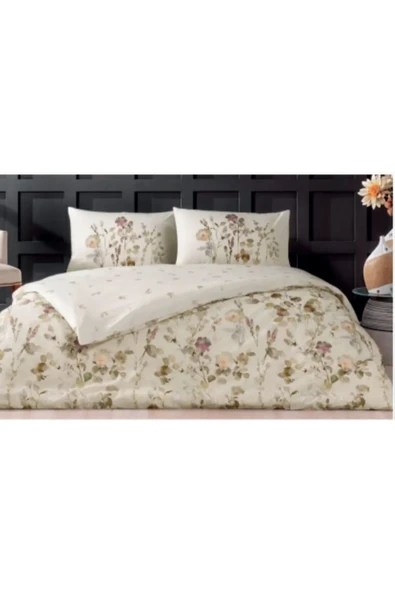 TAÇ NINA RANFORCE NEVRESİM TAKIMI ÇİFT KİŞİLİK BEJ ürün görseli 1