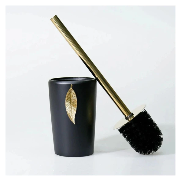 Selim Dekor Leaf Banyo Seti Siyah-Altın - Resim 5