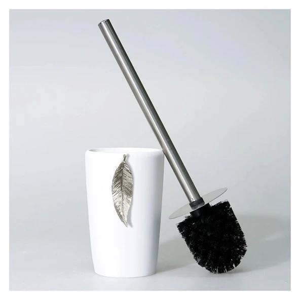 Selim Dekor Leaf Banyo Seti Beyaz-Gümüş - Resim 2