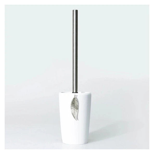 Selim Dekor Leaf Banyo Seti Beyaz-Gümüş - Resim 4