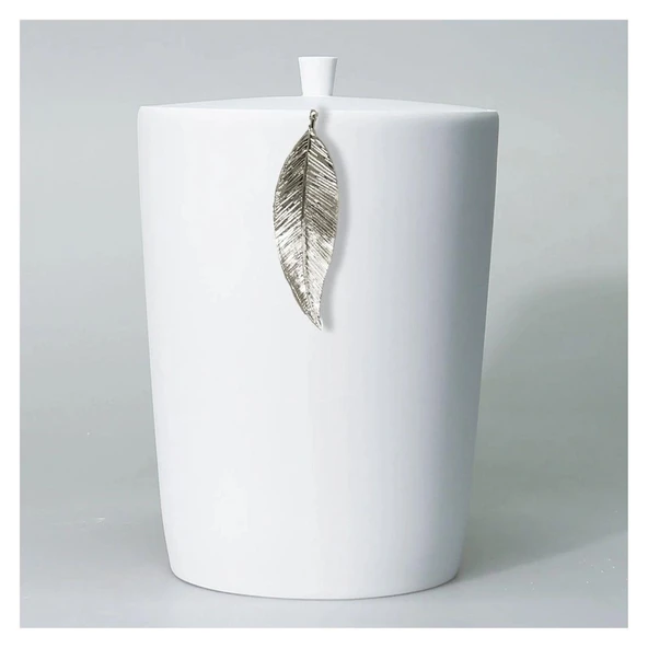 Selim Dekor Leaf Banyo Seti Beyaz-Gümüş - Resim 3