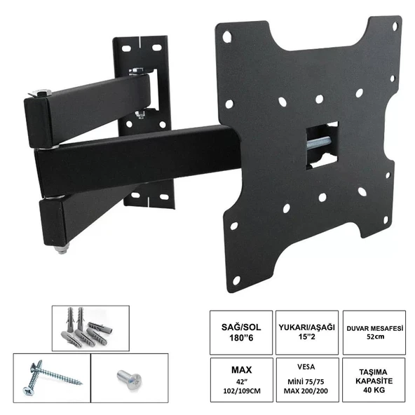 Polaxtor 42kh Lcd Tv Askı Aparatı Hareketli Çift Kollu 42-55 İnç 109-140cm