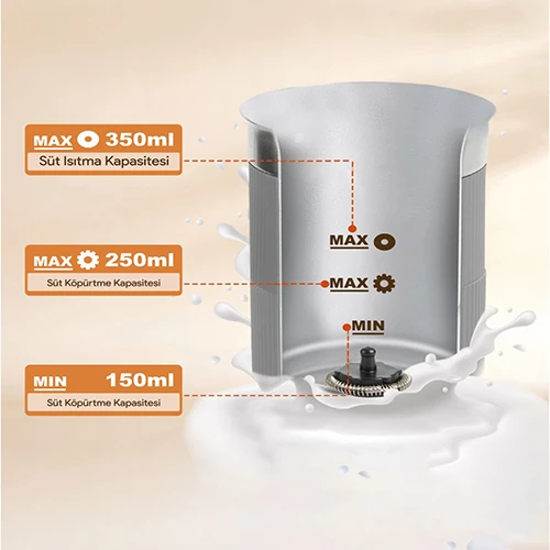 Omnex Swifo Max Süt Köpürtücü 350ml , Sıcak & Soğuk Köpük, Çikolata ve Süt Isıtıcı - 7