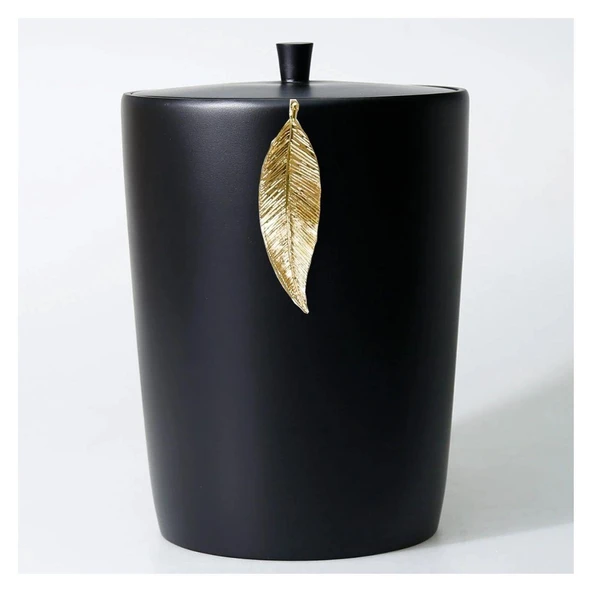 Selim Dekor Leaf Banyo Seti Siyah-Altın - Resim 4