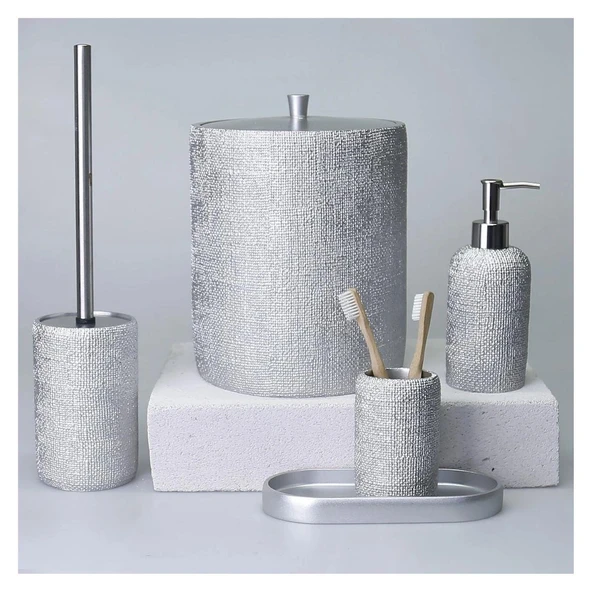 Selim Dekor Natural Banyo Seti Gümüş ürün görseli