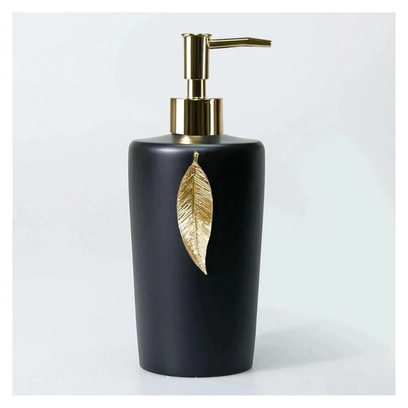 Selim Dekor Leaf Banyo Seti Siyah-Altın - Resim 2