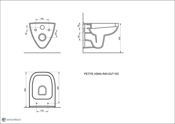Seramiksan Petite Kanalsız Rim-Out Asma Klozet + Yavaş Kapanır Kapak + Creavit Gömme Rezervuar - Resim 5