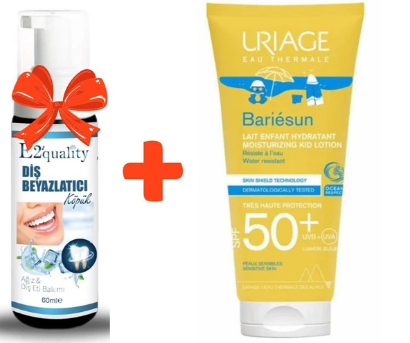 E2'quality Diş Beyazlatıcı Köpük + Uriage Bariesun Moisturizing Kid Lotion Spf 50 100 ML ürün görseli 1
