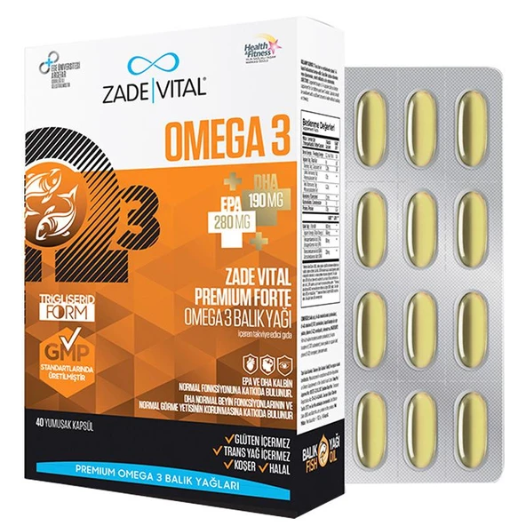 Zade Vital Omega 3 Forte Balık Yağı 40 Yumuşak Kapsül ürün görseli