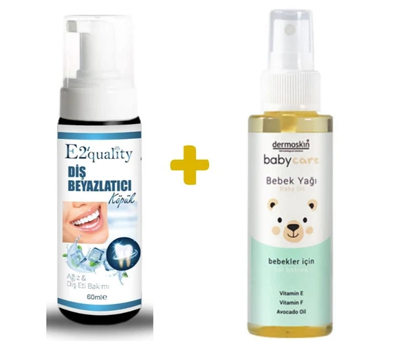 E2'quality Diş Beyazlatıcı Köpük + Dermoskin Babycare Bebek Yağı 100 ml