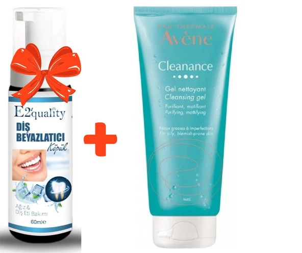 E2'quality Diş Beyazlatıcı Köpük + Avene Cleanance Karma ve Yağlı Ciltler İçin Temizleme Jeli 200 ml ürün görseli