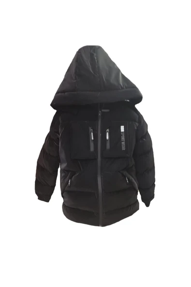 Erkek Çocuk İçi Peluş Astarlı Çıkarılabilir Kapüşonlu Su Geçirmez Mont 2042 - 9