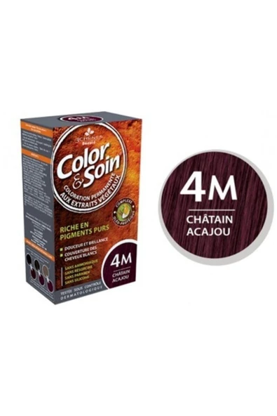 Organik Saç Boyası Color&soin 4m Chatain Acajou Maun Kestanesi ürün görseli