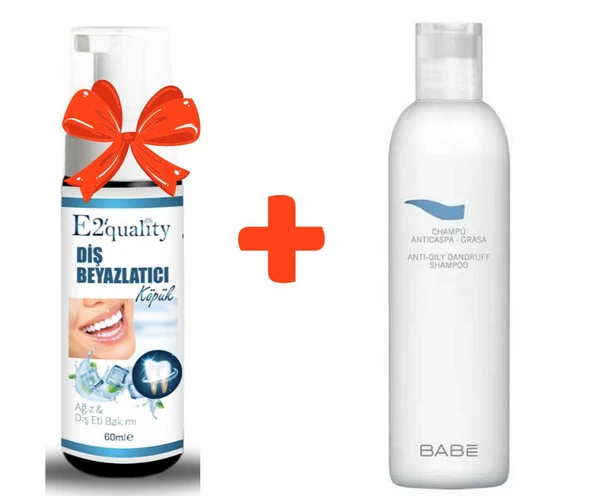 E2'quality Diş Beyazlatıcı Köpük + Babe Anti Oily Dandruff Şampuan 250 ML Kepek Şampuanı ürün görseli 1