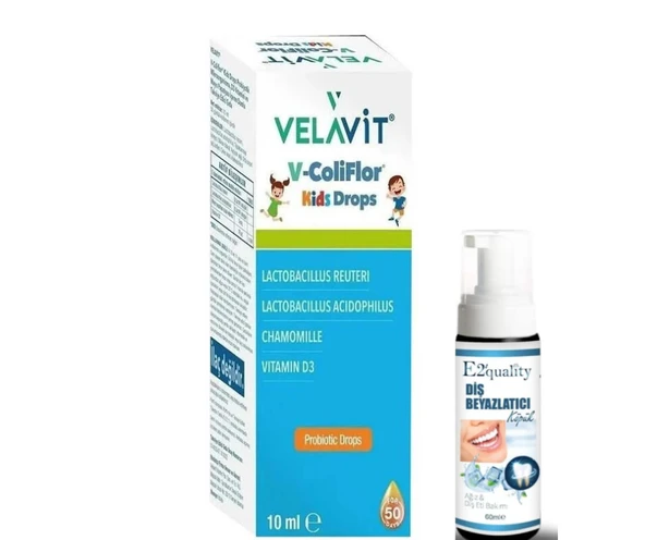 Velavit V-ColiFlor Kids Drops 10 ml- Diş Beyazlatıcı Köpük Hediye ürün görseli 1