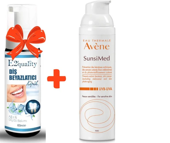 E2'quality Diş Beyazlatıcı Köpük + Avene SunsiMed SPF50+ Hassas Ciltler için Güneş Koruyucu 80 ml ürün görseli