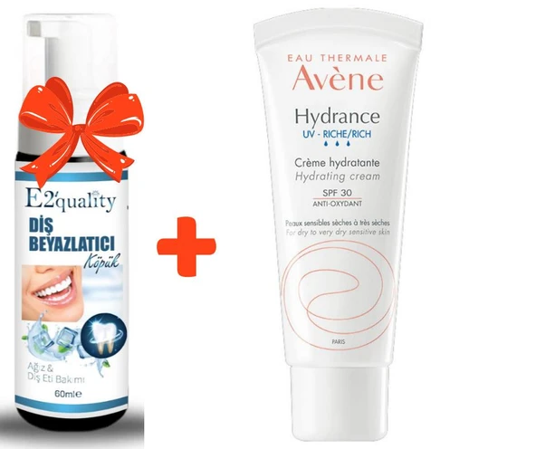 E2'quality Diş Beyazlatıcı Köpük + Avene Hydrance UV-Rich Nemlendirici Krem SPF 30 40 ml ürün görseli