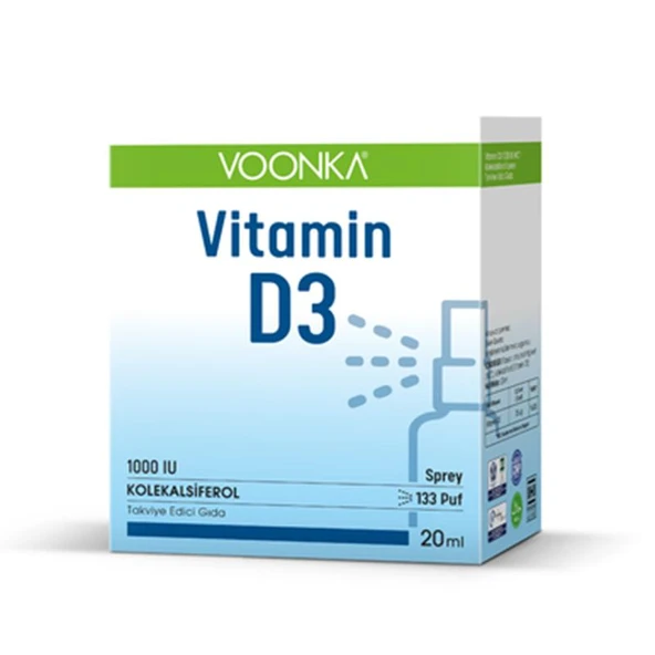 Voonka Vitamin D3 1000 IU Takviye Edici Gıda Sprey 20 ml - 1
