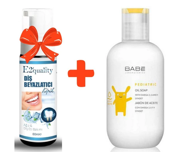 E2'quality Diş Beyazlatıcı Köpük + Babe Pediatrik Oil Soap 200 ML Atopik Çocuk Cildi İçin Duş Yağı - 1