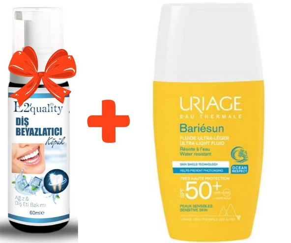 E2'quality Diş Beyazlatıcı Köpük + Uriage Bariesun Ultra Light Fluid Spf 50 30 ML Renkli Güneş Kremi ürün görseli 1