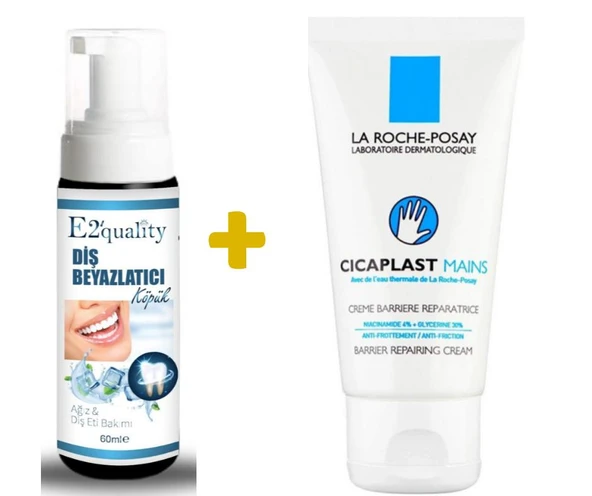 E2'quality Diş Beyazlatıcı Köpük + La Roche Posay Cicaplast Mains 50 ML El Bakım Kremi ürün görseli 1