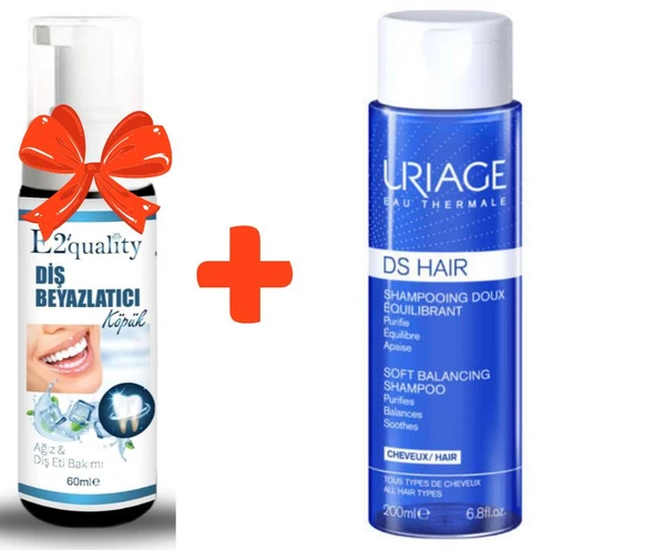 E2'quality Diş Beyazlatıcı Köpük + Uriage DS Hair Soft Balancing Shampoo 200 ML Kepek Şampuanı ürün görseli 1