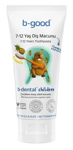 b-good b-dental 7-12 Yaş Çocuk Diş Macunu Florürsüz Ananas 50 ml ürün görseli