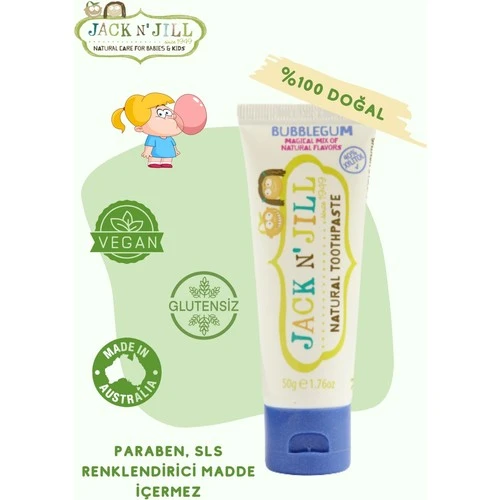 Jack And Jill Kids Jack N'jill Doğal Diş Macunu Sakız Aroması Bubblegum ürün görseli 1
