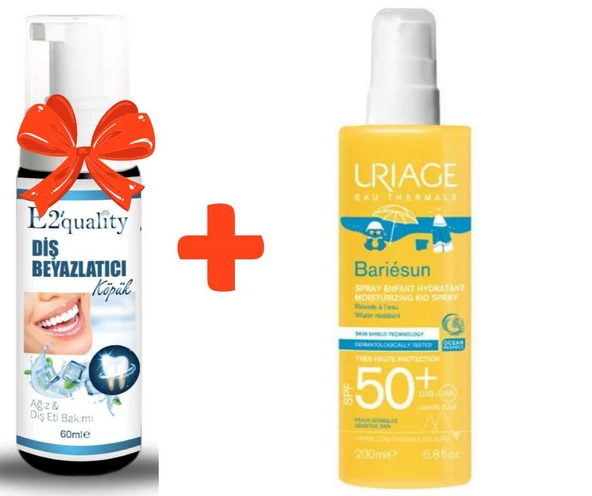 E2'quality Diş Beyazlatıcı Köpük + Uriage Bariesun Moisturizing Kid Spray Spf 50 200 ML ürün görseli 1