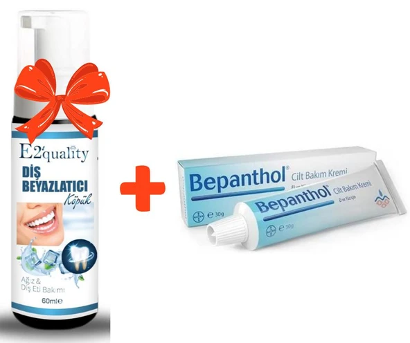 E2'quality Diş Beyazlatıcı Köpük + Bepanthol Cilt Bakım Kremi 30gr ürün görseli