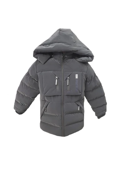 Erkek Çocuk İçi Peluş Astarlı Çıkarılabilir Kapüşonlu Su Geçirmez Mont 2042 - 3