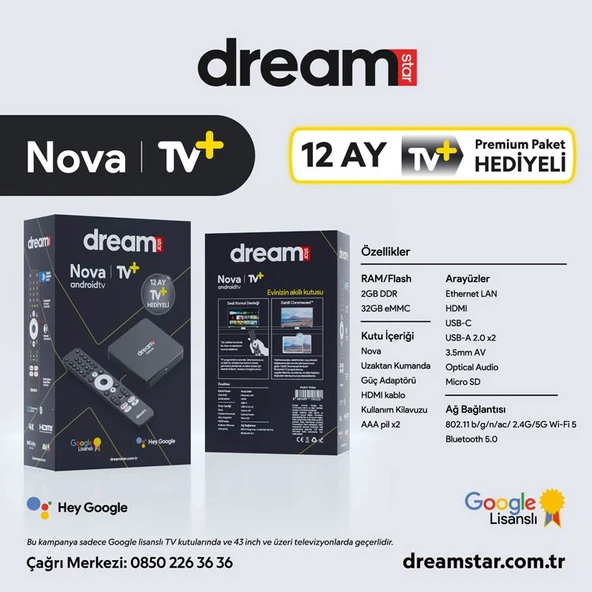Nova 4K Google Lisanslı Android Tv Box + Dreamstar Orjinal Type-C Dvbs Tuner - 3