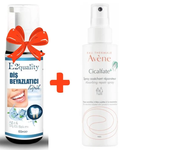 E2'quality Diş Beyazlatıcı Köpük + Avene Cicalfate+ Hassas Ciltler için Kurutucu Sprey 100 ml ürün görseli
