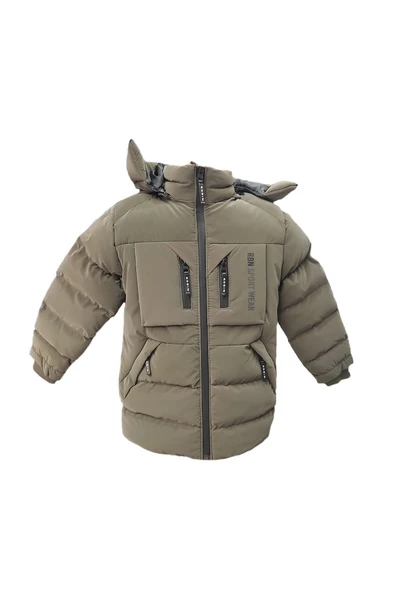 Erkek Çocuk İçi Peluş Astarlı Çıkarılabilir Kapüşonlu Su Geçirmez Mont 2042 - 6