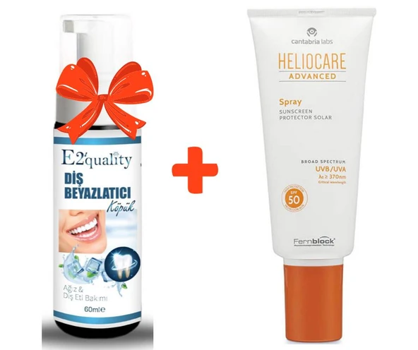 E2'quality Diş Beyazlatıcı Köpük + Heliocare Spf 50 Sprey 200 ML Güneş Kremi ürün görseli